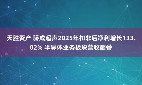 天胜资产 骄成超声2025年扣非后净利增长133.02% 半导体业务板块营收翻番