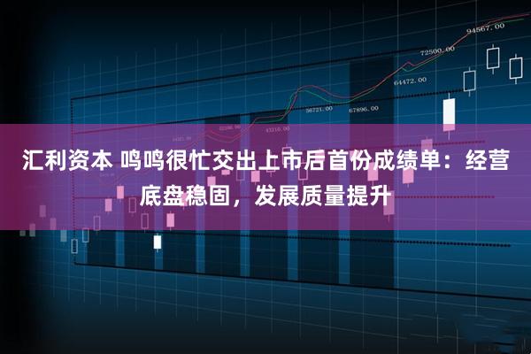 汇利资本 鸣鸣很忙交出上市后首份成绩单：经营底盘稳固，发展质量提升