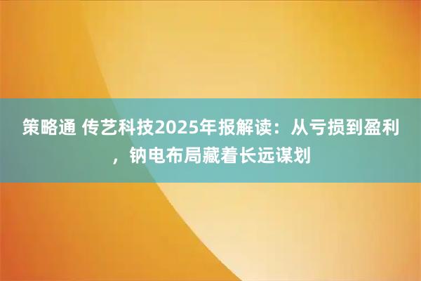 策略通 传艺科技2025年报解读：从亏损到盈利，钠电布局藏着长远谋划
